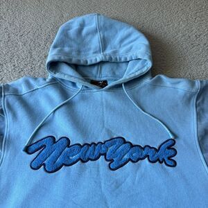 VINTAGE Buda Bean‎ Sweater Mens Extra Large Blue Hoodie Sweatshirt New York